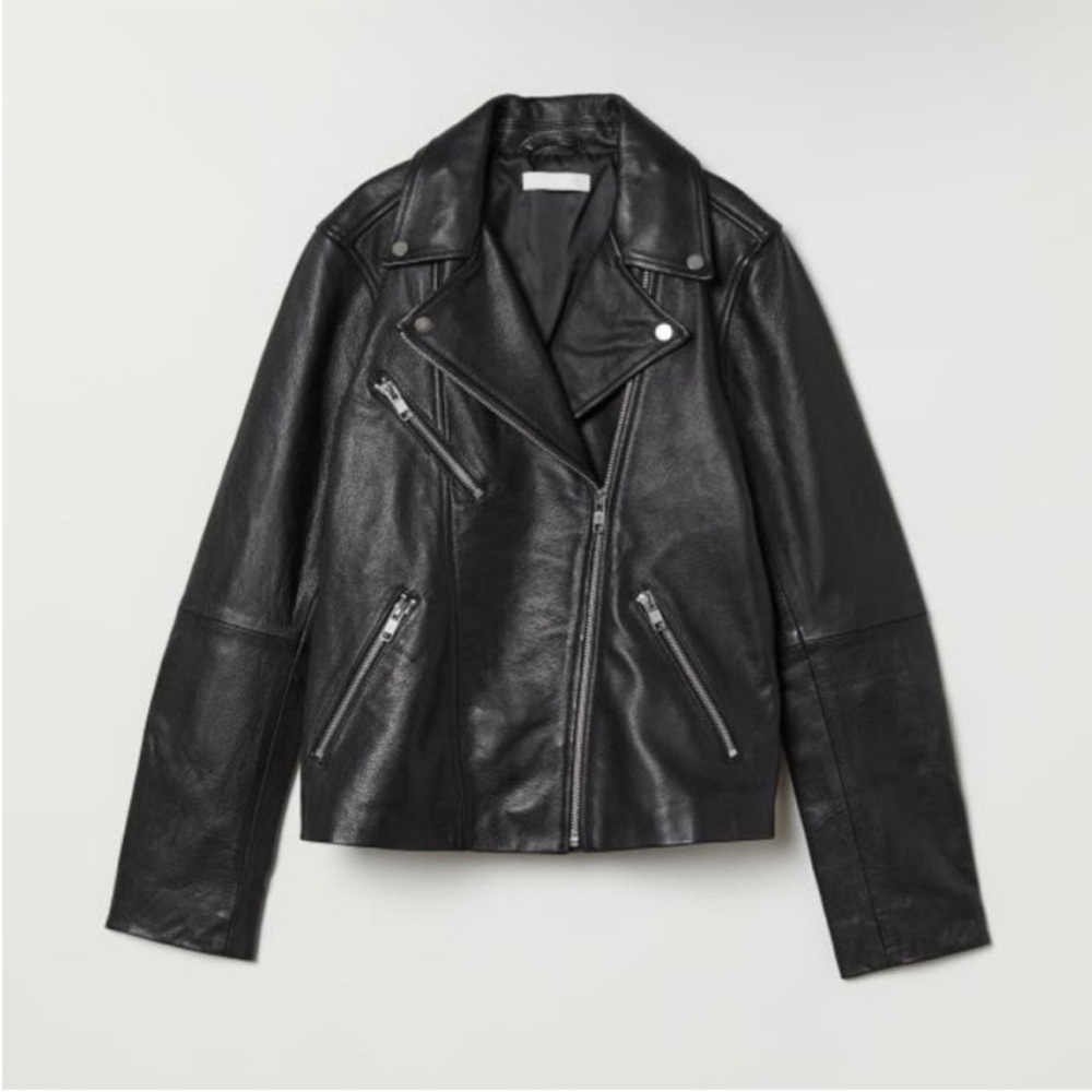 NWT H&M Genuine Leather Biker Jacket - Picture 1 of 8